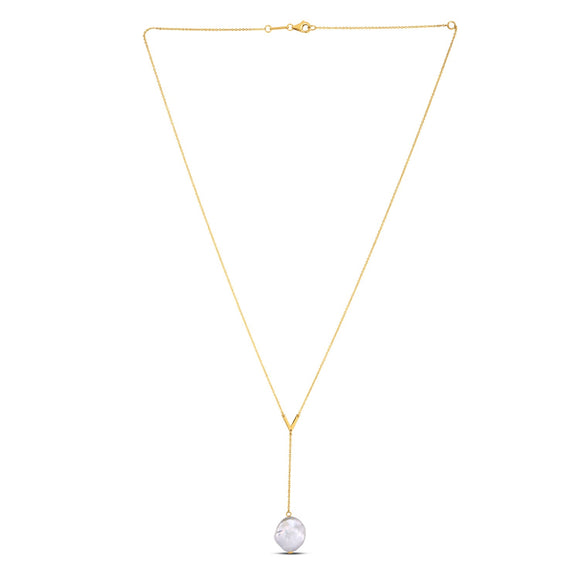 Brand New 14k Yellow Gold Tesoro Pearl Lariat Necklace