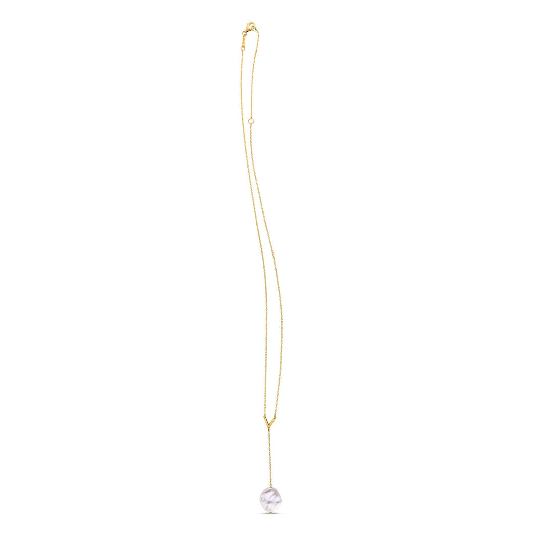 Brand New 14k Yellow Gold Tesoro Pearl Lariat Necklace