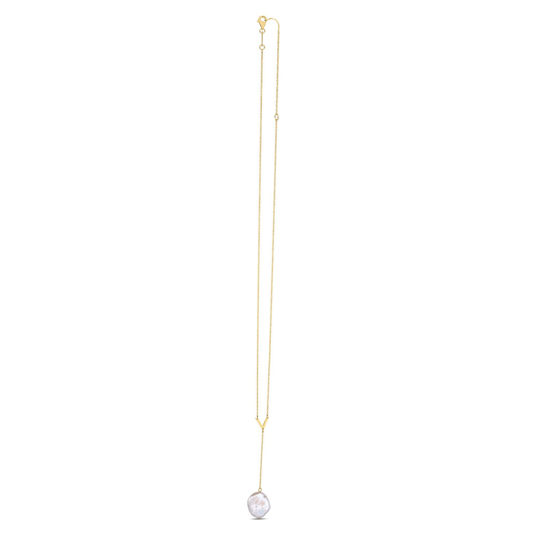 Brand New 14k Yellow Gold Tesoro Pearl Lariat Necklace