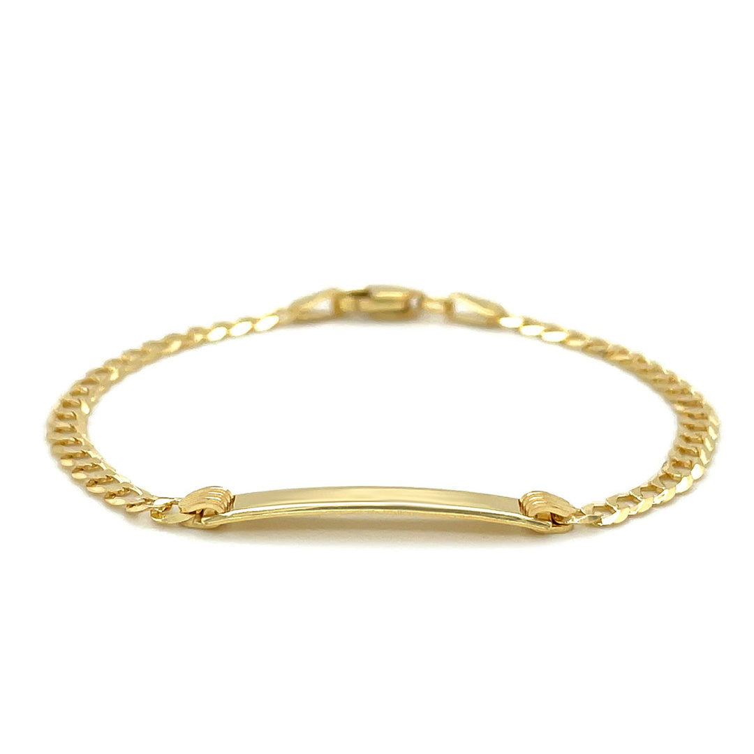 Brand New 14k Yellow Gold Curb Link Style Childrens ID Bracelet (3.30 mm)