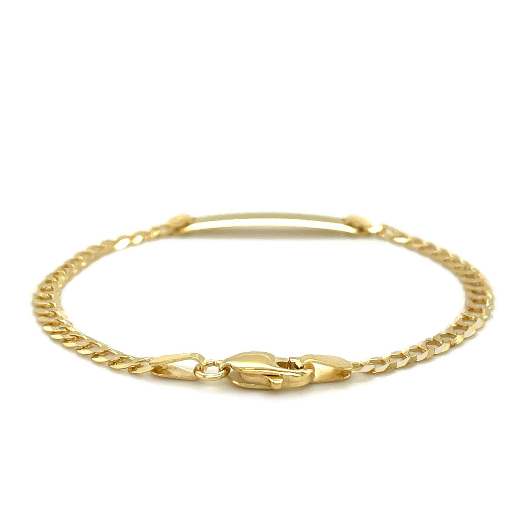 Brand New 14k Yellow Gold Curb Link Style Childrens ID Bracelet (3.30 mm)