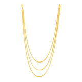 Brand New 14k Yellow Gold Three Strand Herringbone Chain Necklace