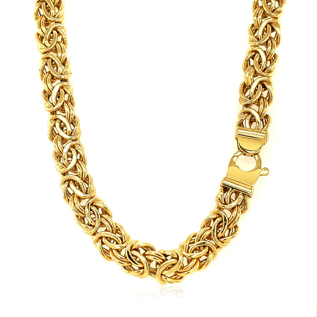 Brand New 14k Yellow Gold Byzantine Motif Chain Necklace