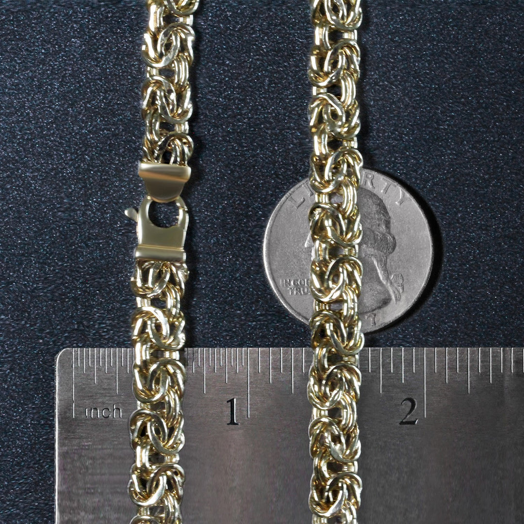 Brand New 14k Yellow Gold Byzantine Motif Chain Necklace