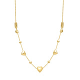 Brand New 14k Yellow Gold Puff Heart Adjustable Necklace