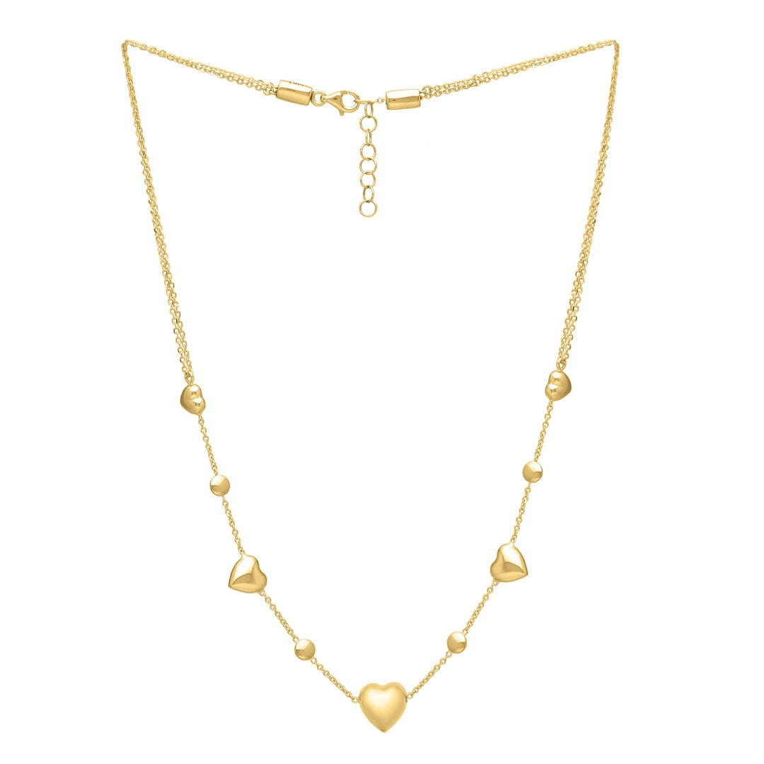 Brand New 14k Yellow Gold Puff Heart Adjustable Necklace