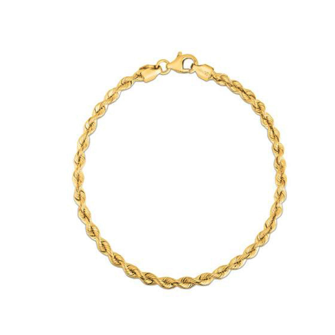 Brand New Silk Rope Chain Bracelet in 14k Yellow Gold  (3.00 mm)