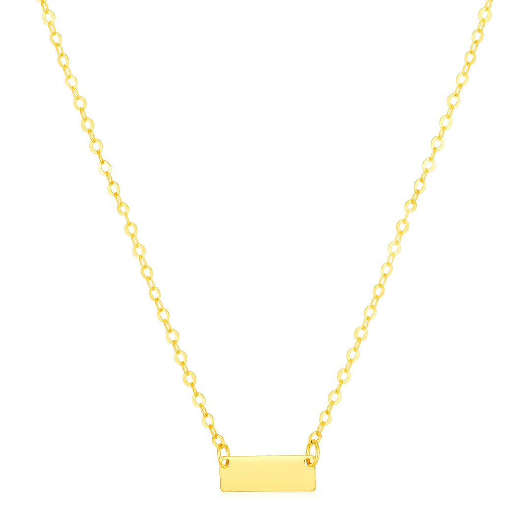 Brand New 14k Yellow Gold Polished Mini Bar Necklace