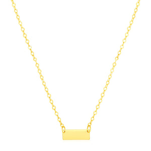 Brand New 14k Yellow Gold Polished Mini Bar Necklace