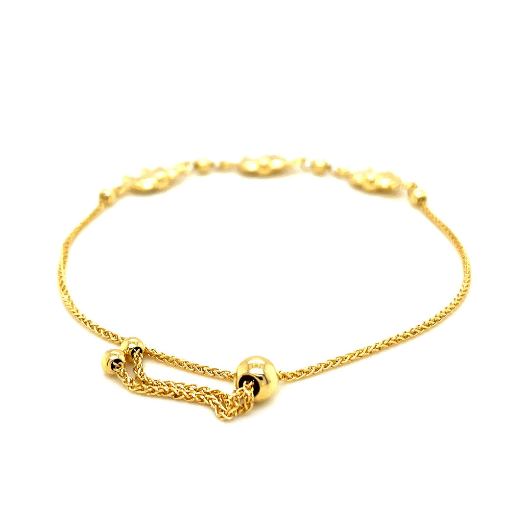 Brand New 14k Yellow Gold Elephant Station Lariat Style Bracelet (1.00 mm)