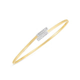 Brand New 14k Two Tone Gold Diamond Bypass Bar Bangle (2.00 mm)