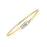 Brand New 14k Two Tone Gold Diamond Bypass Bar Bangle (2.00 mm)