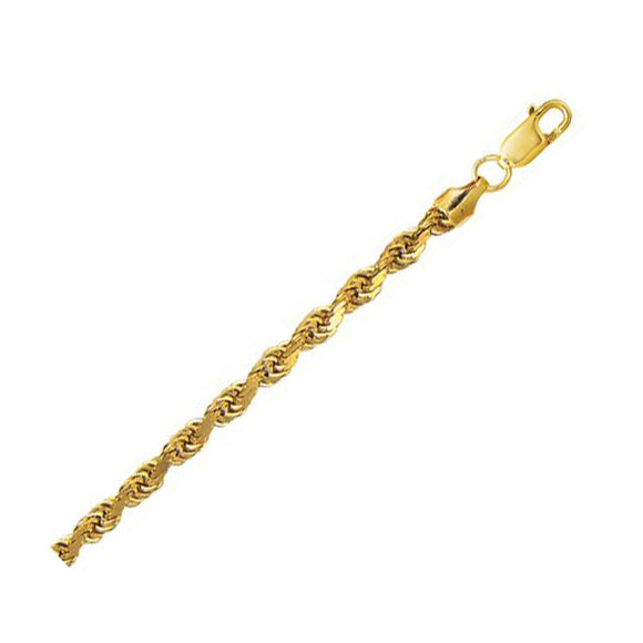 Brand New 10K Yellow Gold Hollow Diamond Cut Rope Chain (5.00 mm)