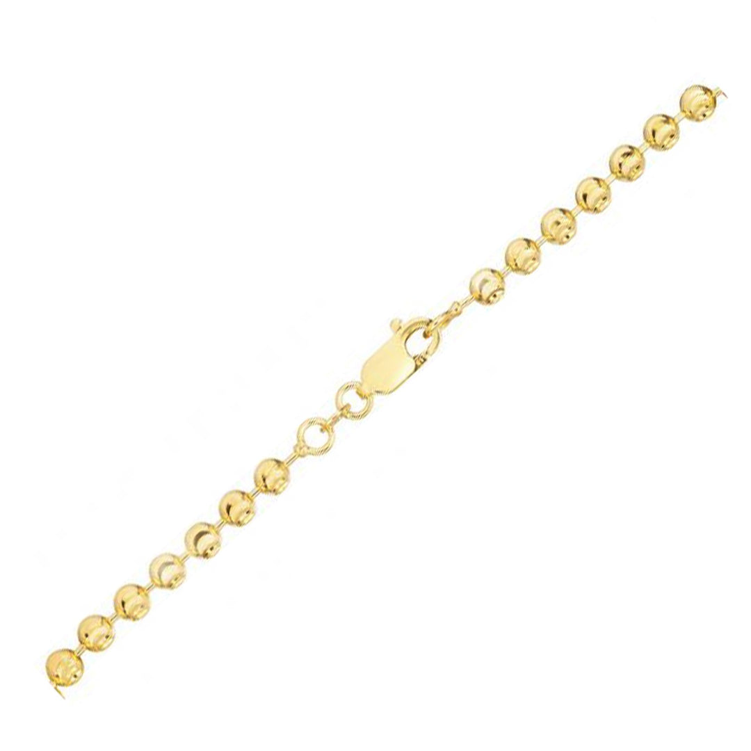 Brand New Moon Cut Bead Chain Bracelet in 14k Yellow Gold  (3.00 mm)