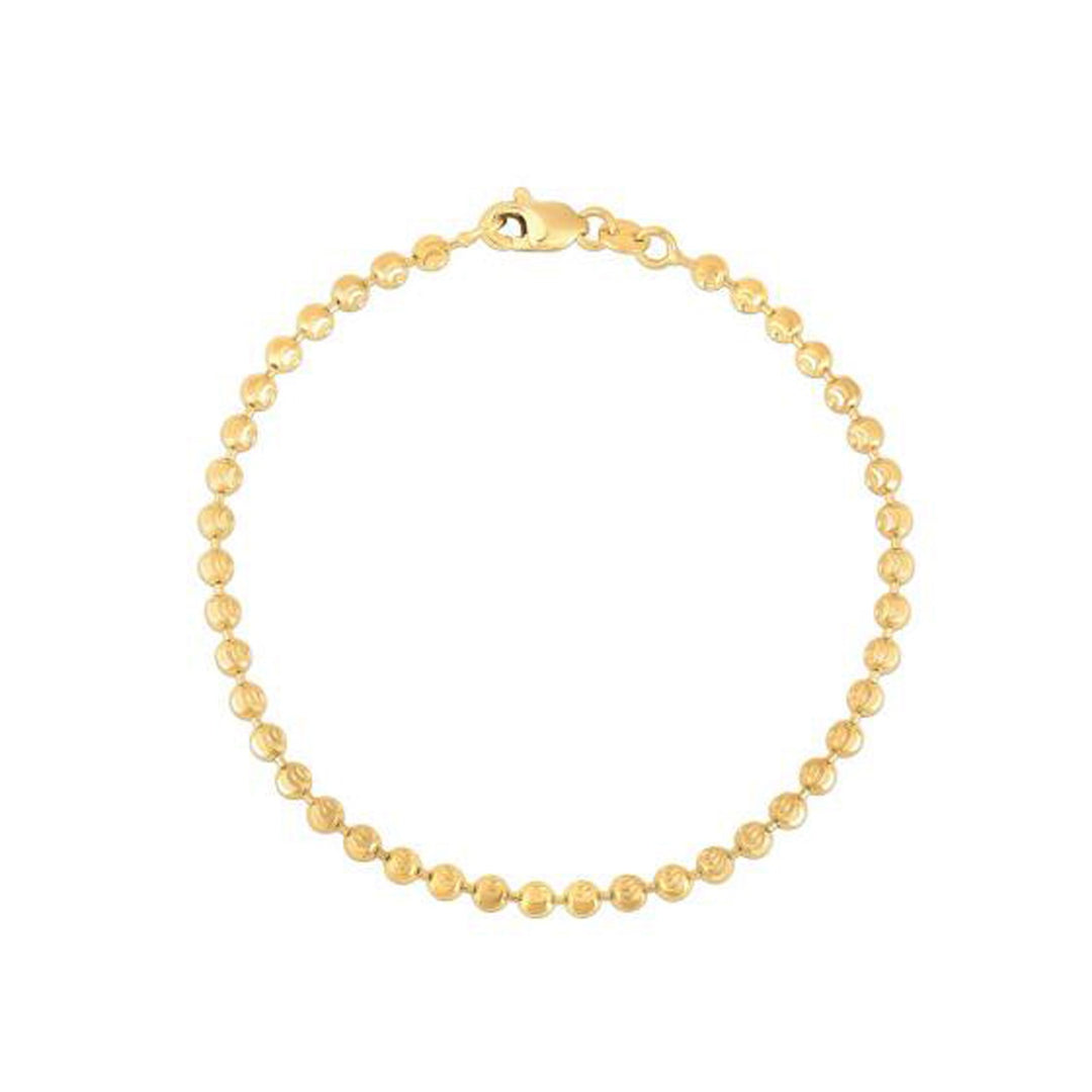 Brand New Moon Cut Bead Chain Bracelet in 14k Yellow Gold  (3.00 mm)