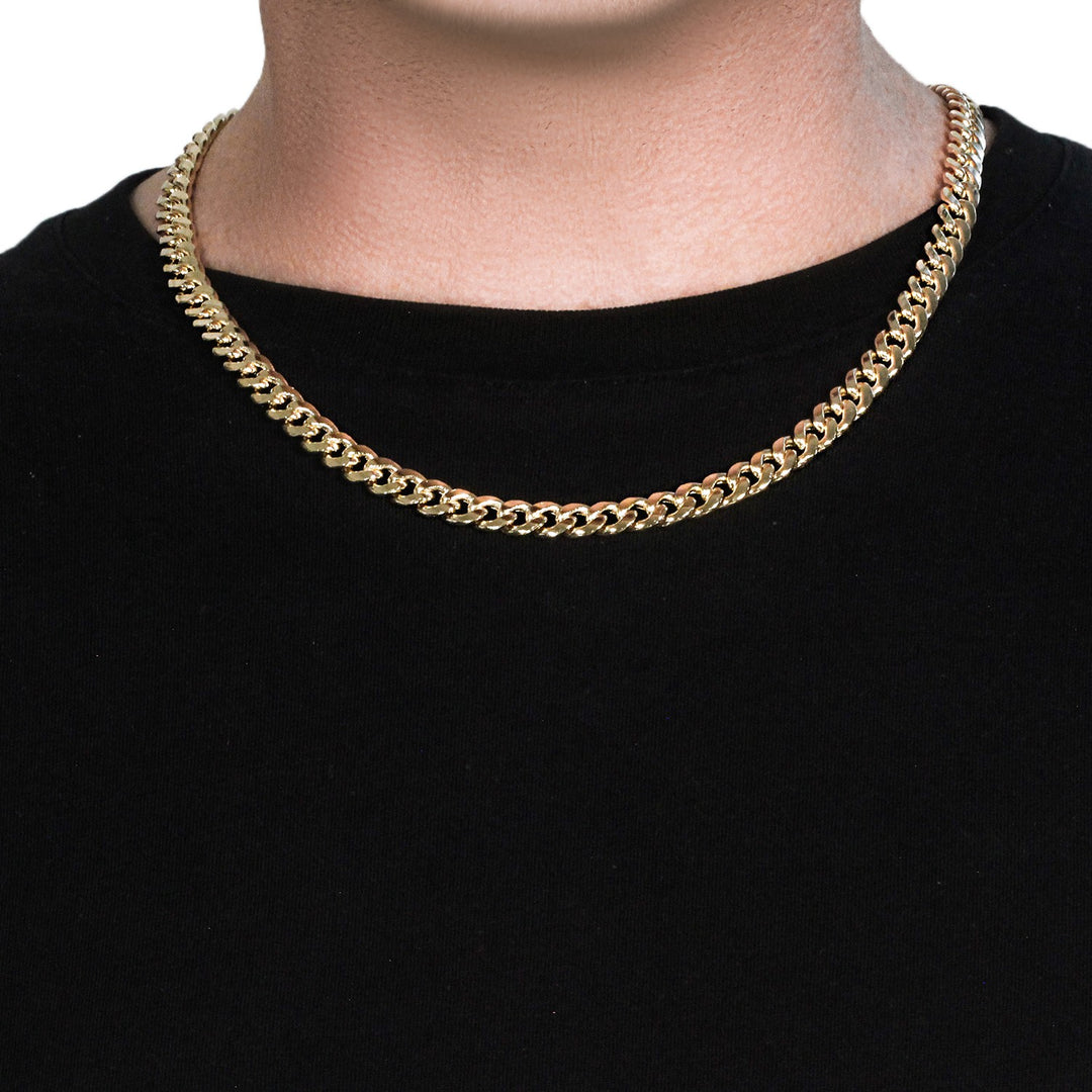 Brand New 14k Yellow Gold Miami Cuban Semi Solid Chain (8.00 mm)