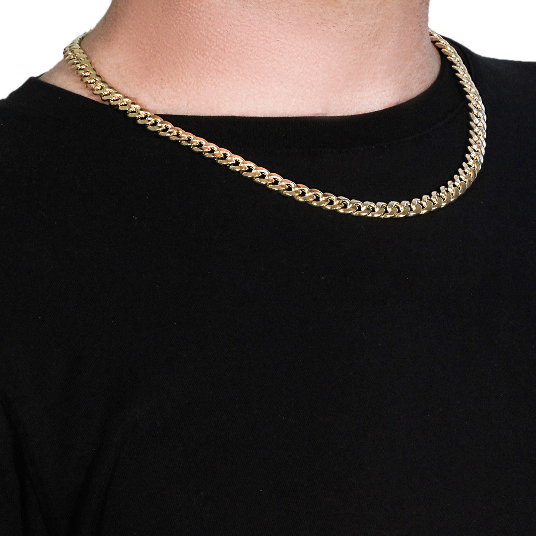 Brand New 14k Yellow Gold Miami Cuban Semi Solid Chain (8.00 mm)