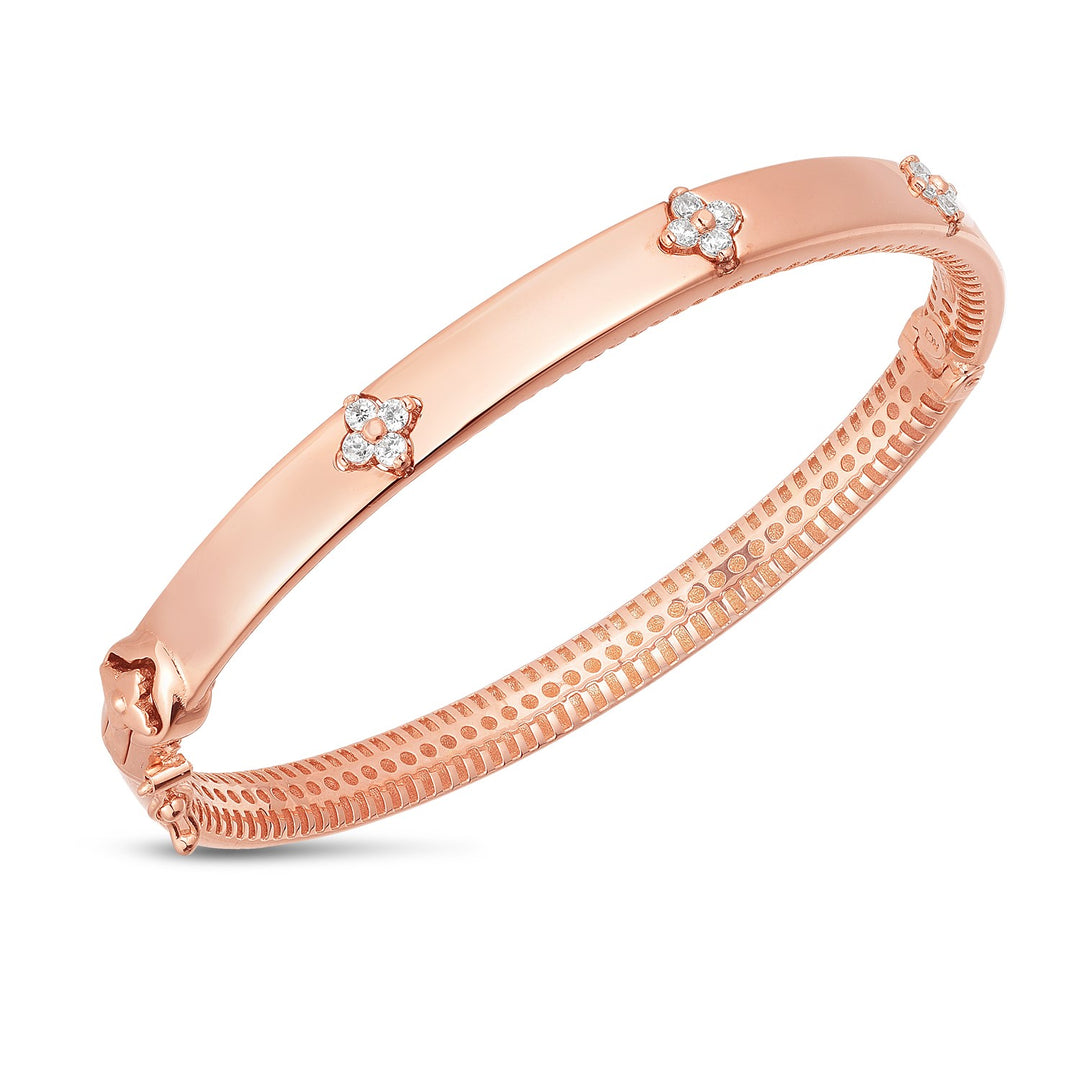 Brand New 14k Rose Gold Trilogy Diamond Bangle (5.40 mm)