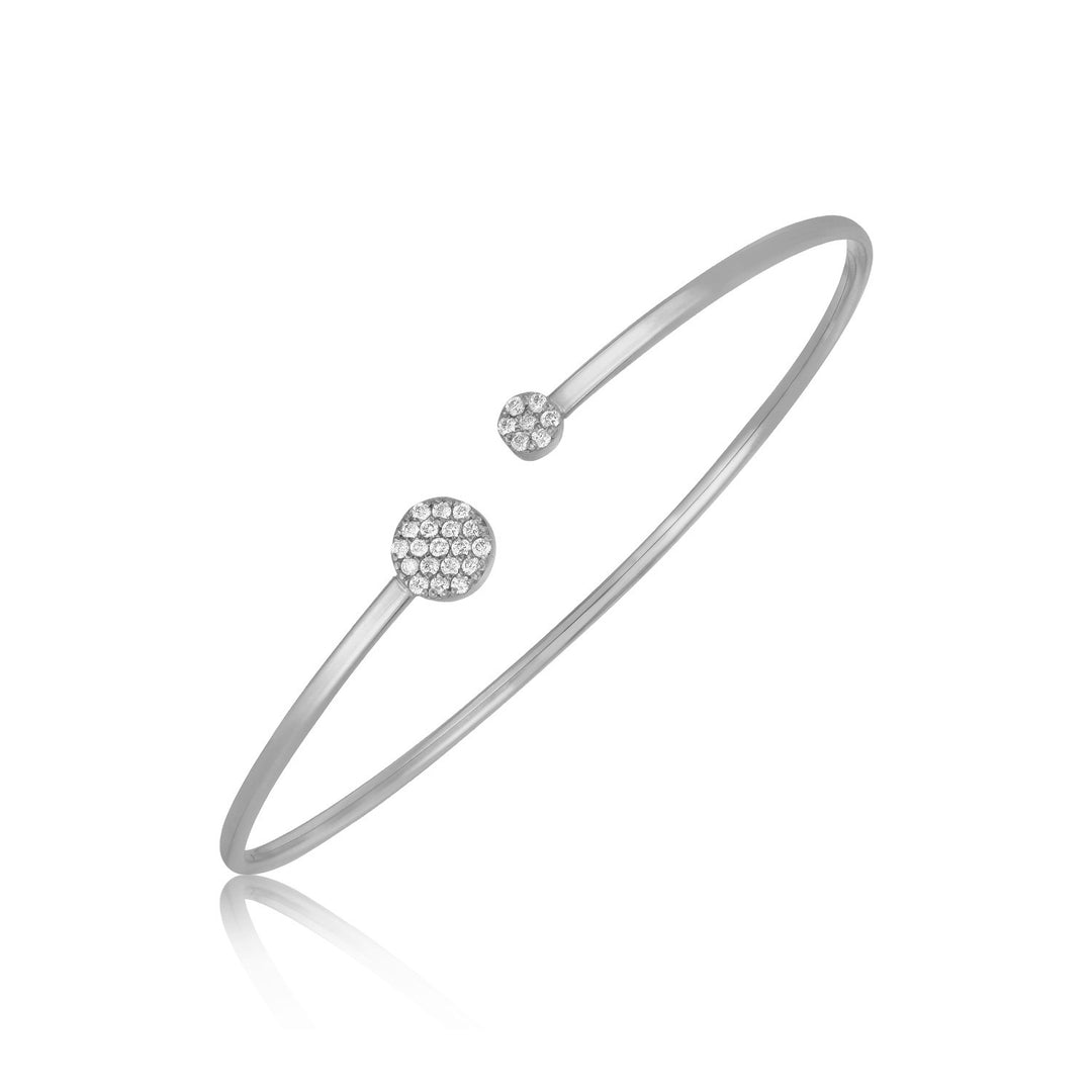 Brand New 14k White Gold High Polish Diamond Cluster Bangle (2.00 mm)