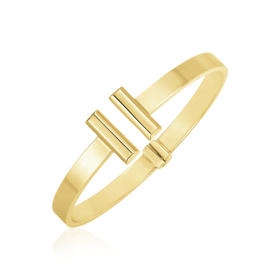 Brand New 14k Yellow Gold High Polish Bar Cuff Bangle (6.00 mm)