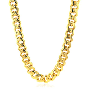 Brand New 14k Yellow Gold Polished Miami Cuban Chain Necklace