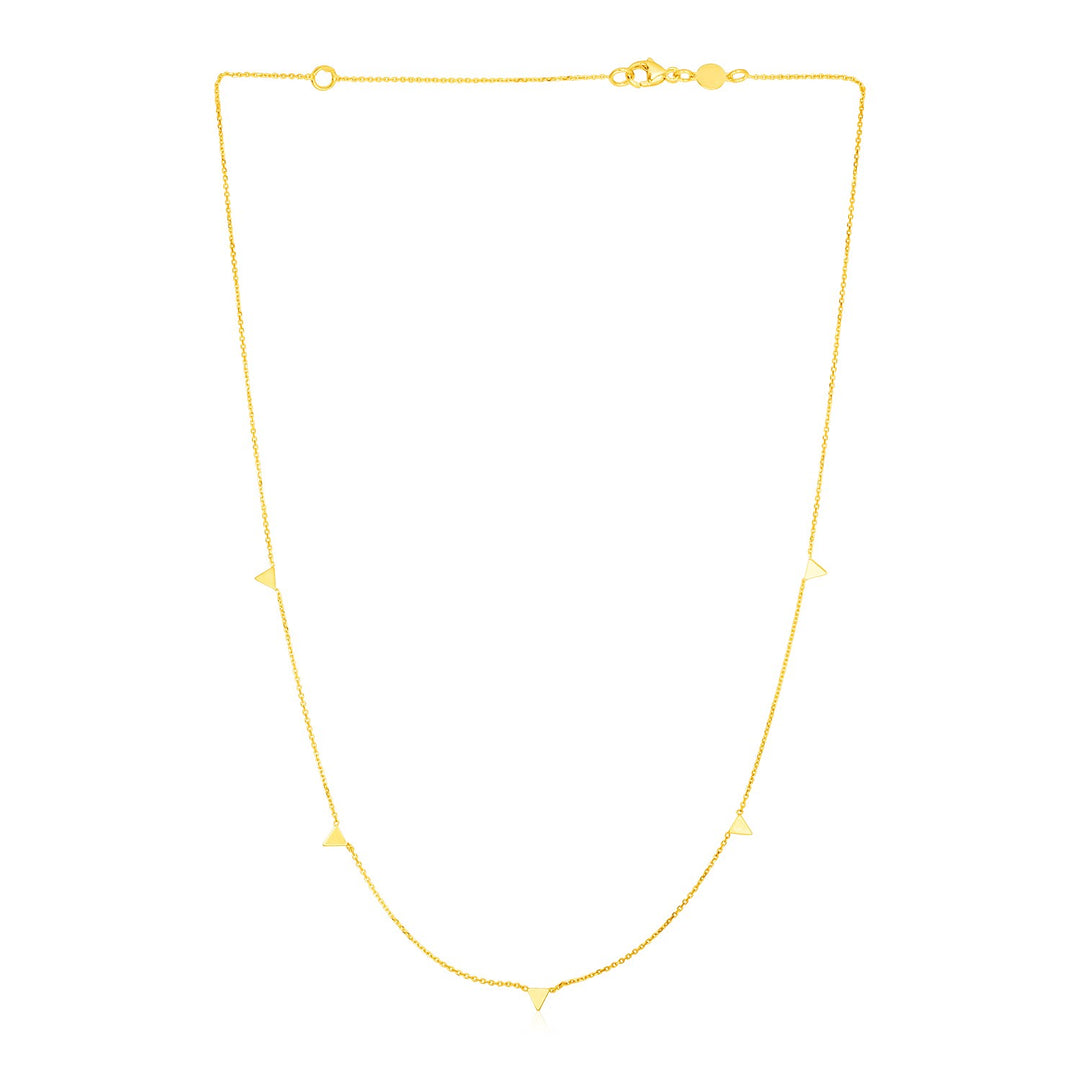 Brand New 14k Yellow Gold Necklace with Triangles