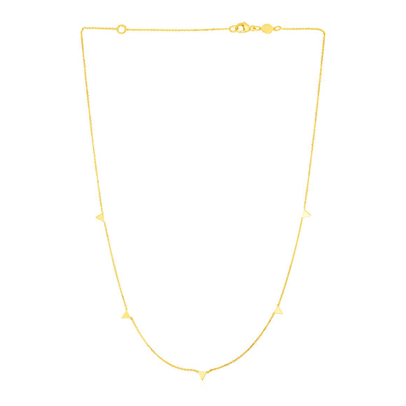 Brand New 14k Yellow Gold Necklace with Triangles