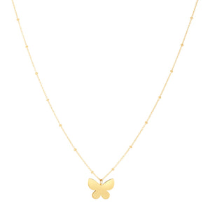 Brand New 14k Yellow Gold Ppillon Butterfly Necklace