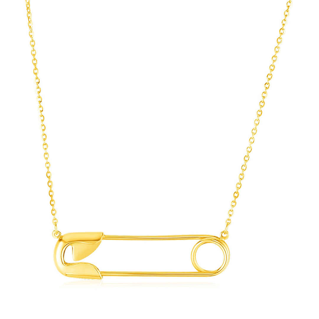 Brand New 14k Yellow Gold Safety Pin Necklace