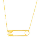 Brand New 14k Yellow Gold Safety Pin Necklace