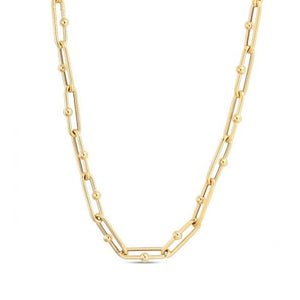 Brand New 14k Yellow Gold High Polish Elongated Paperclip Jax Link Necklace