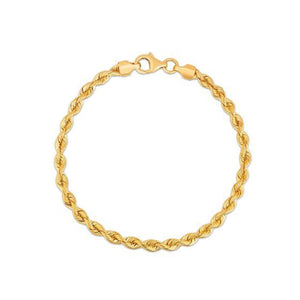 Brand New Silk Rope Chain Bracelet in 14k Yellow Gold  (3.70 mm)