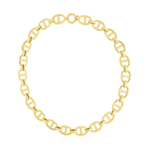 Brand New 14k Yellow Gold High Polish Oval Mariner Link Necklace