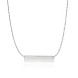 Brand New 14k White Gold Smooth Flat Horizontal Bar Style Necklace