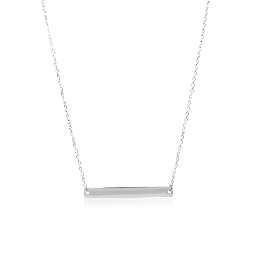 Brand New 14k White Gold Smooth Flat Horizontal Bar Style Necklace