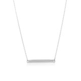 Brand New 14k White Gold Smooth Flat Horizontal Bar Style Necklace