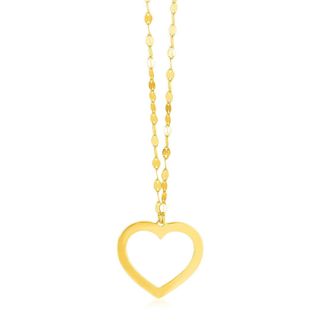 Brand New 14k Yellow Gold Necklace with Reversible Heart Pendant