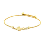 Brand New 14k Yellow Gold Anchor Design Adjustable Lariat Bracelet