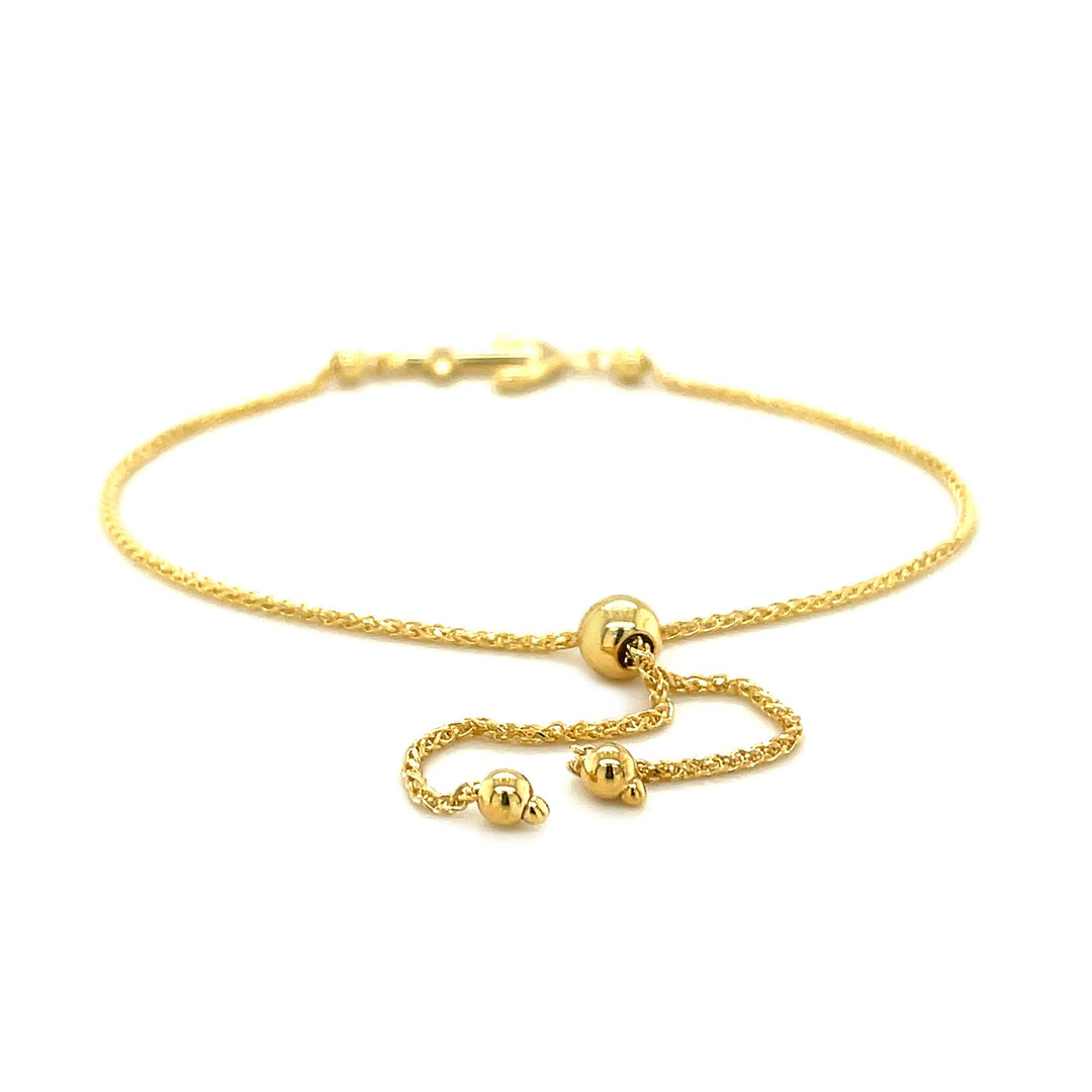 Brand New 14k Yellow Gold Anchor Design Adjustable Lariat Bracelet