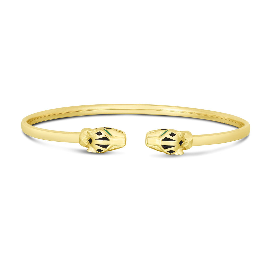 Brand New 14k Yellow Gold Panther Bangle (3.00 mm)