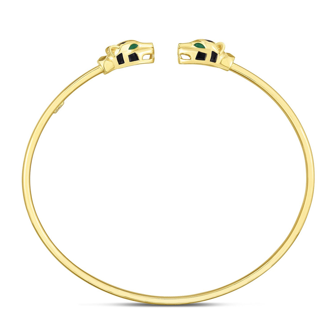 Brand New 14k Yellow Gold Panther Bangle (3.00 mm)