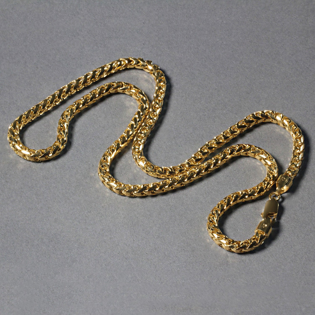 Brand New 14k Yellow Solid Gold Diamond Cut Round Franco Chain (4.60 mm)