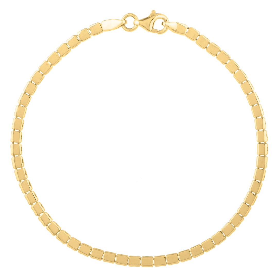 Brand New 14k Yellow Gold 7 inch Mini Cube Bracelet (2.60 mm)