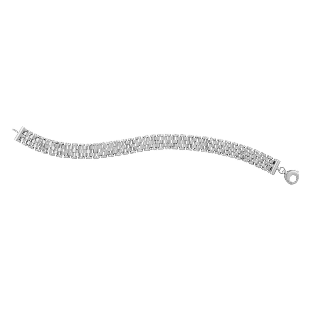 Brand New 14k White Gold Faceted Panther Link Chain Bracelet