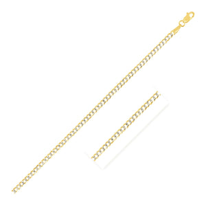 Brand New 14k Two Tone Gold Pave Curb Chain (2.60 mm)