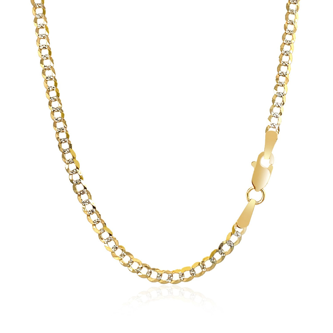 Brand New 14k Two Tone Gold Pave Curb Chain (2.60 mm)