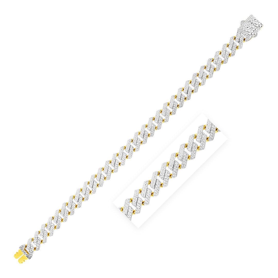 Brand New 14k Yellow Gold White Pave High Polish Modern Lite Edge Bracelet  (18.60 mm)