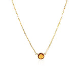 Brand New 14k Yellow Gold 17 inch Necklace with Round Citrine