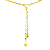 Brand New 14k Yellow Gold Double Strand Chain with Puffed Heart Lariat Necklace