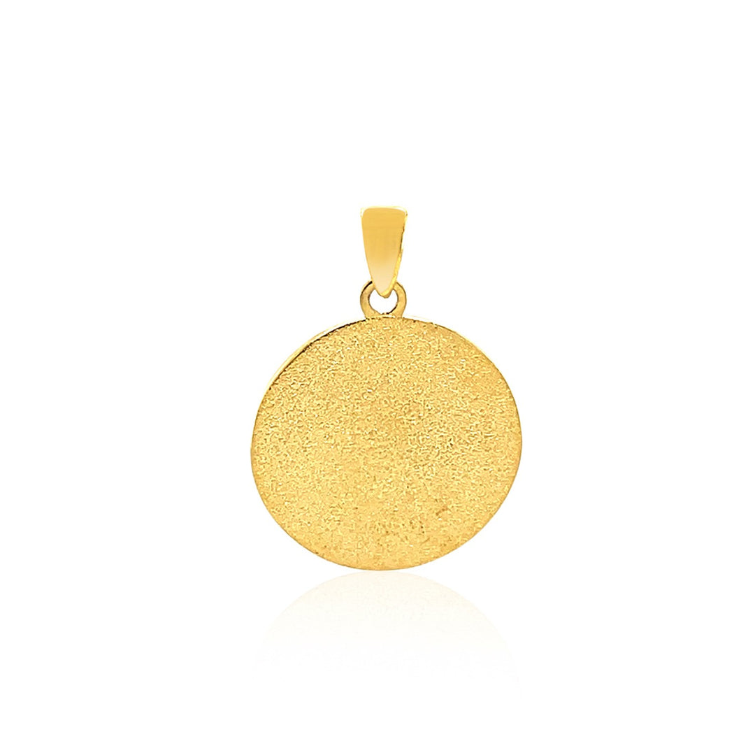 Brand New 14k Two Tone Gold Round Textured Religious Medal Pendant